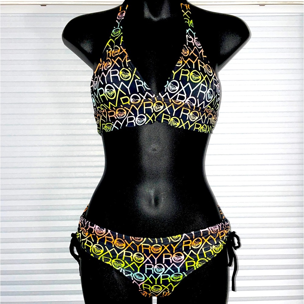 ROXY Logo 2-piece halter swimsuit bikini Multicolor Womens Small S